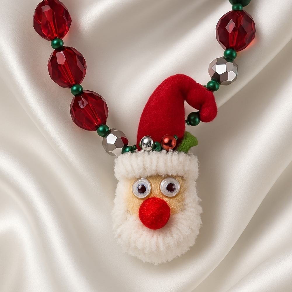 Christmas Holiday Vibrant Multicolor Beads Santa Stretchy Bracelet for Kids